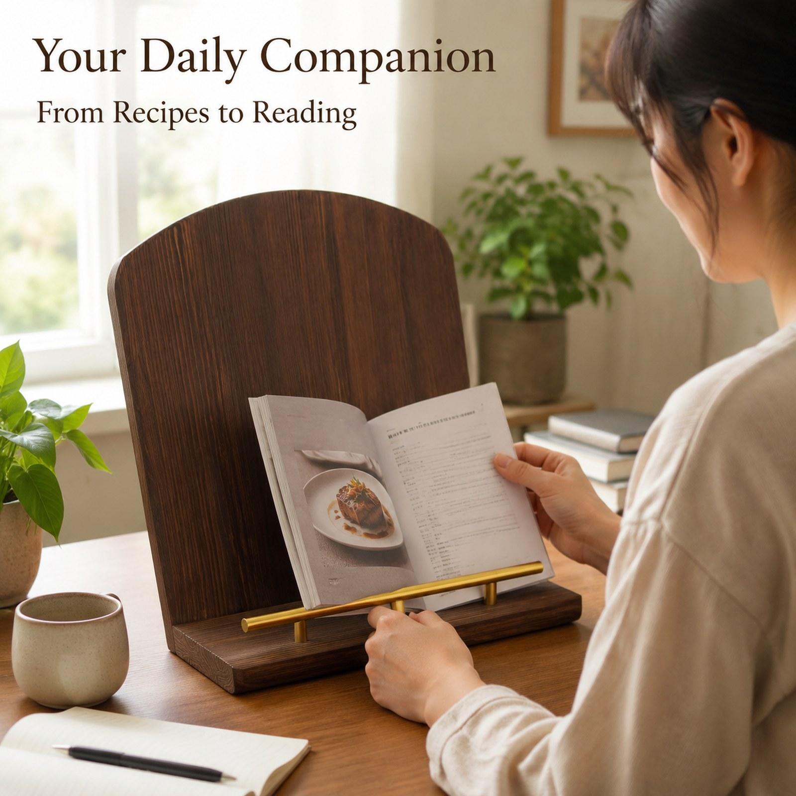 Home Cooking Book - Tempat Buku Resep Kayu Multifungsi Dekoratif,