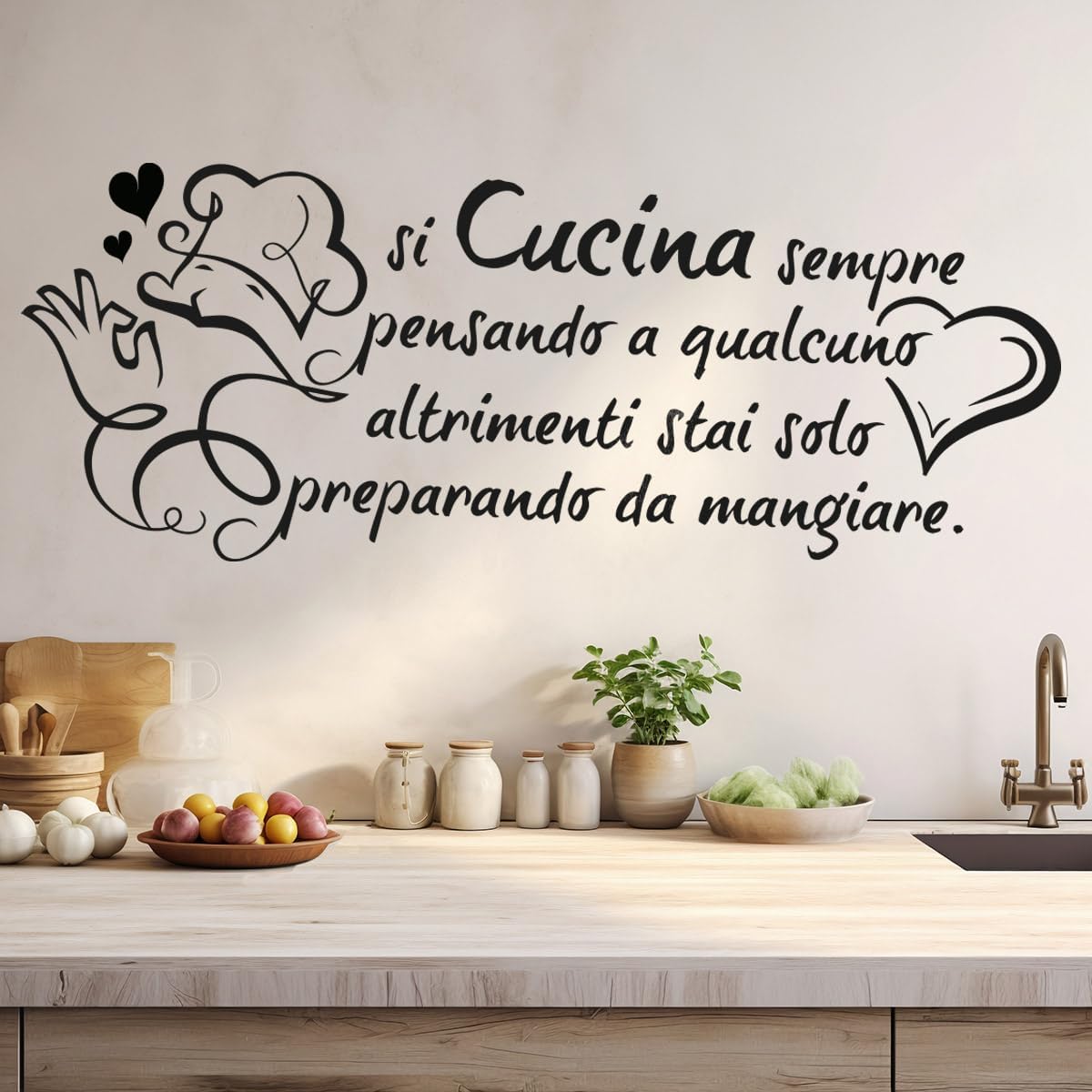 Home Cooking In Italian - Stiker Dinding Kutipan Cinta Masakannya dari