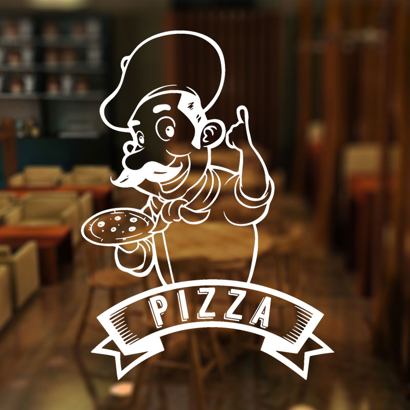 Home Cooking In Italian - Pizza Pizzeria Logo Memasak Tanda Jendela